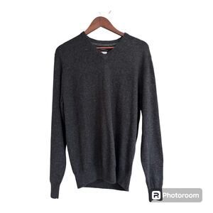 Dustin Men’s Sweater Pullover 100% Lambswool V Neck Gray